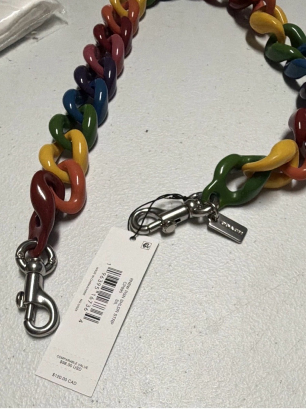 Coach Multicolor Rainbow Resin Link Strap with Silver Hardware - Picture 2 of 4
